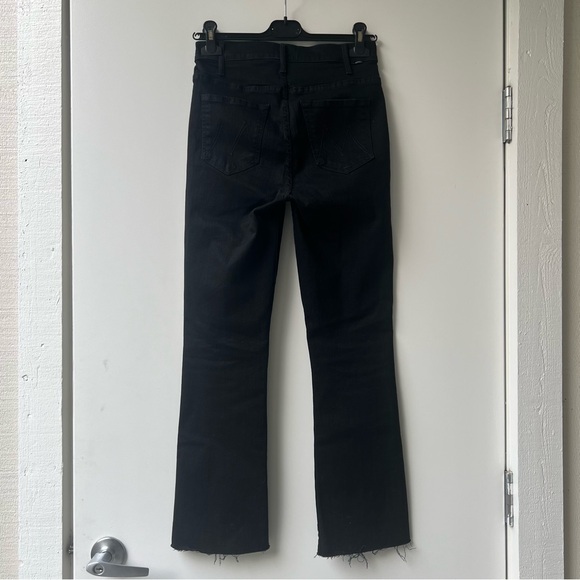 Mother The Hustler Frayed High Waist Ankle Flare Jeans - Black - Size 27 - Picture 7 of 10